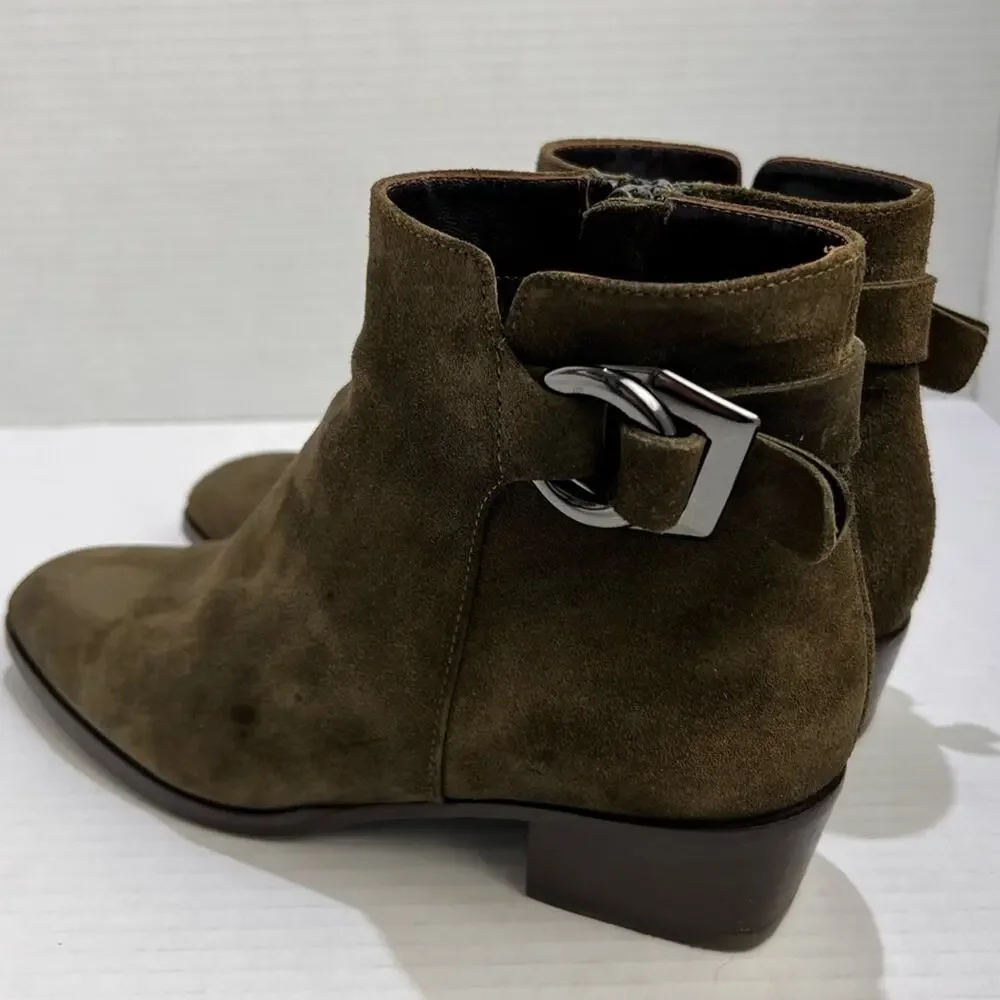 Aquatalia Ankle Boots Women's Size 8.5 Faria Buckle Suede Leather Boho Italy